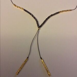 NWOT GORJANA POWER GEM GOLD/GREY BEADED NECKLACE
